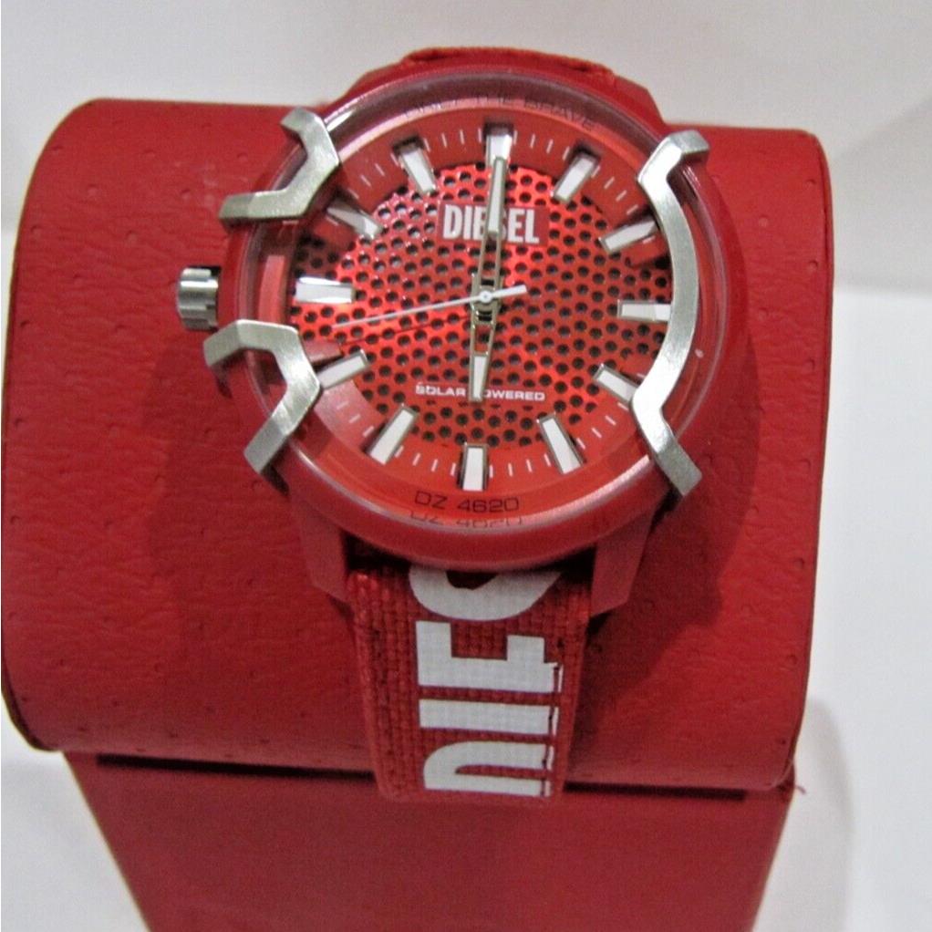 Diesel DZ4620 Men`s Red Griffed Solar Powered Watch 48 mm