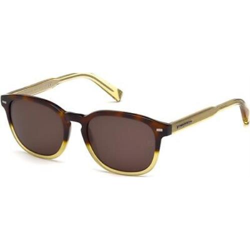 Ermenegildo Zegna EZ0005 56J Havana Square Brown 55-19-150mm Men`s Sunglasses