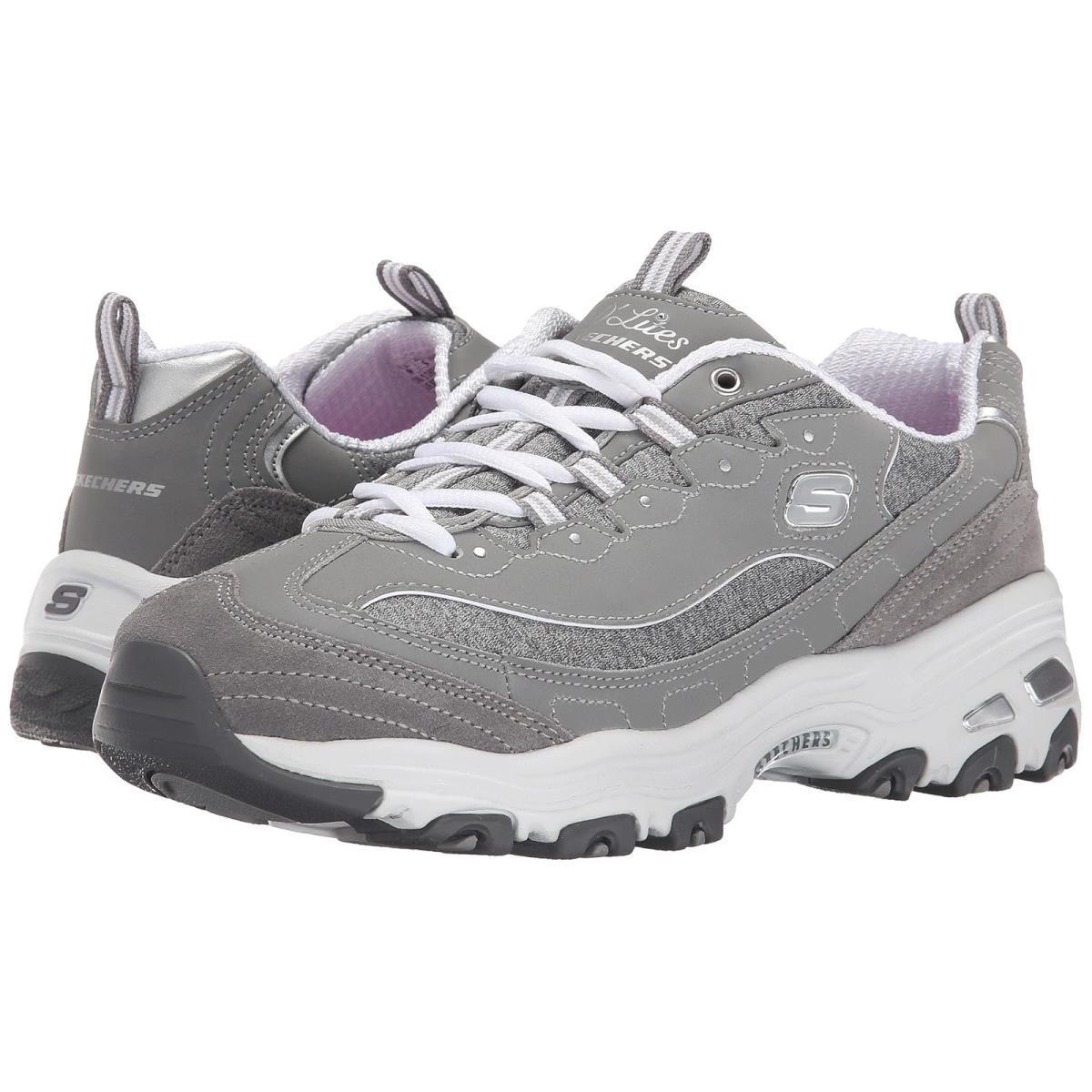 Woman`s Sneakers Athletic Shoes Skechers D`lites - Me Time - Gray