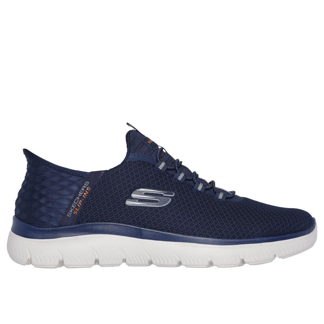 Skechers Men Shoes Slip Ins Navy Wide Fit Comfort Memory Foam Hands Free 232457 - Navy