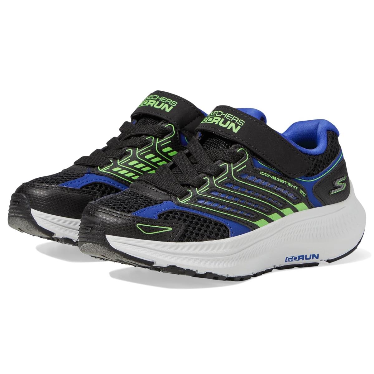 Boy`s Shoes Skechers Kids Go Run Consistent 2.0 405043L Little Kid/big Kid - Black/Blue/Lime