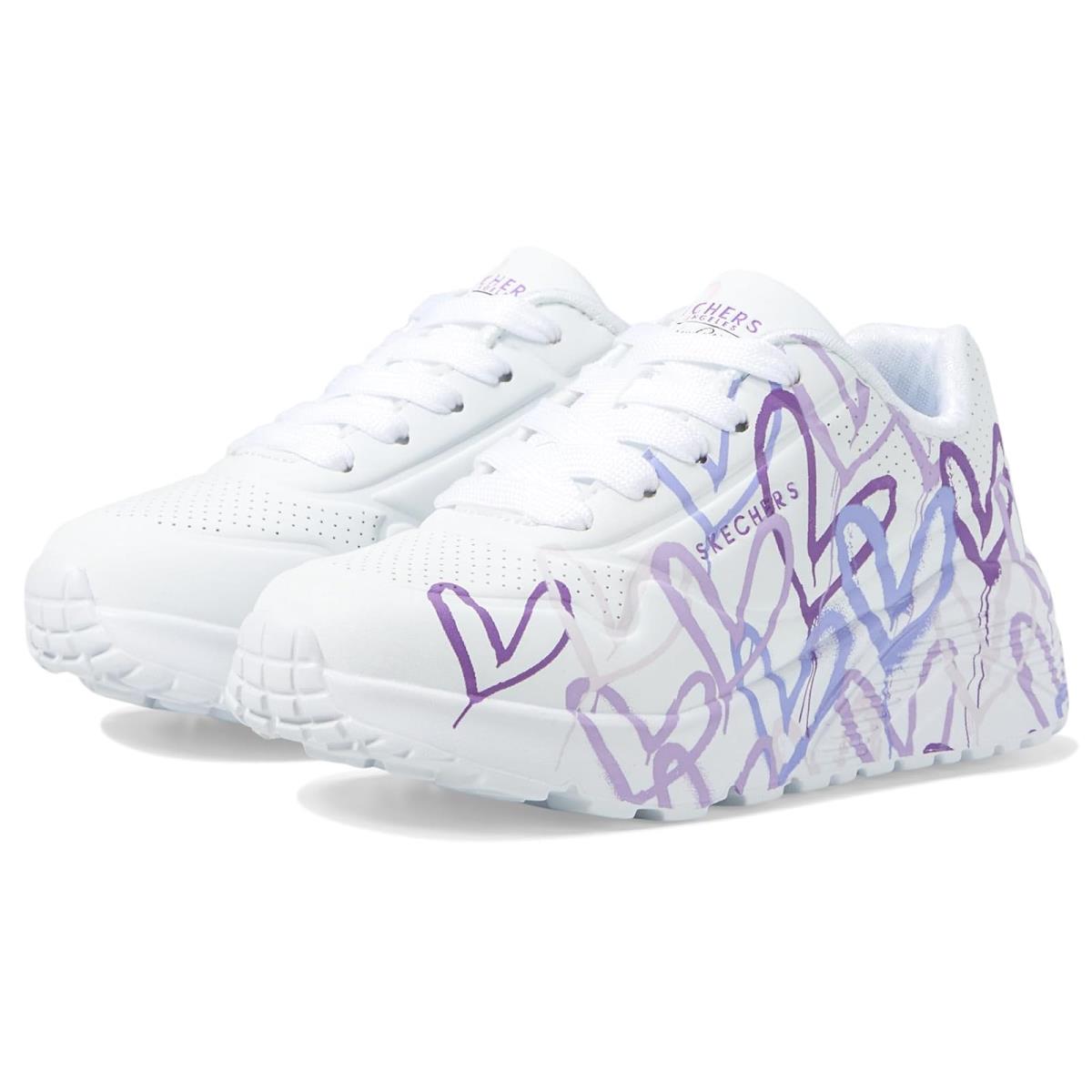 Girl`s Sneakers Athletic Shoes Skechers Kids White/Light Purple
