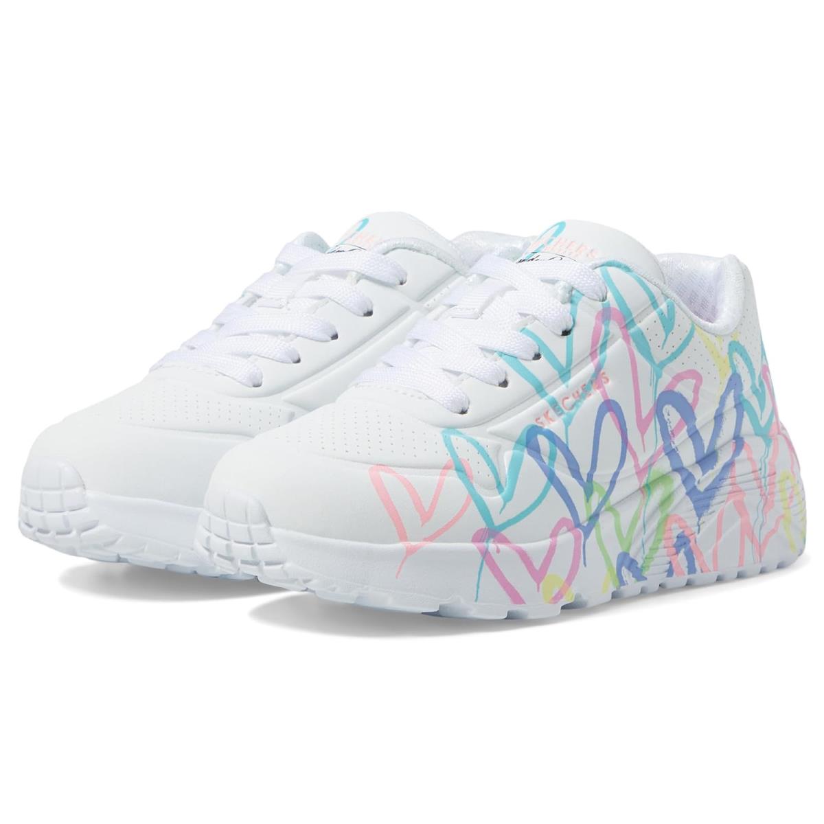 Girl`s Sneakers Athletic Shoes Skechers Kids White/Pink/Turquoise