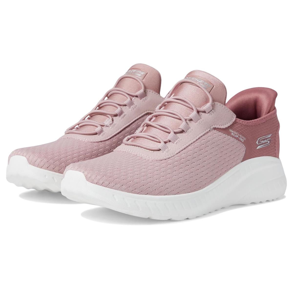 Woman`s Shoes Bobs From Skechers Bobs Squad Chaos - In Color Hands Free Slip-ins Blush