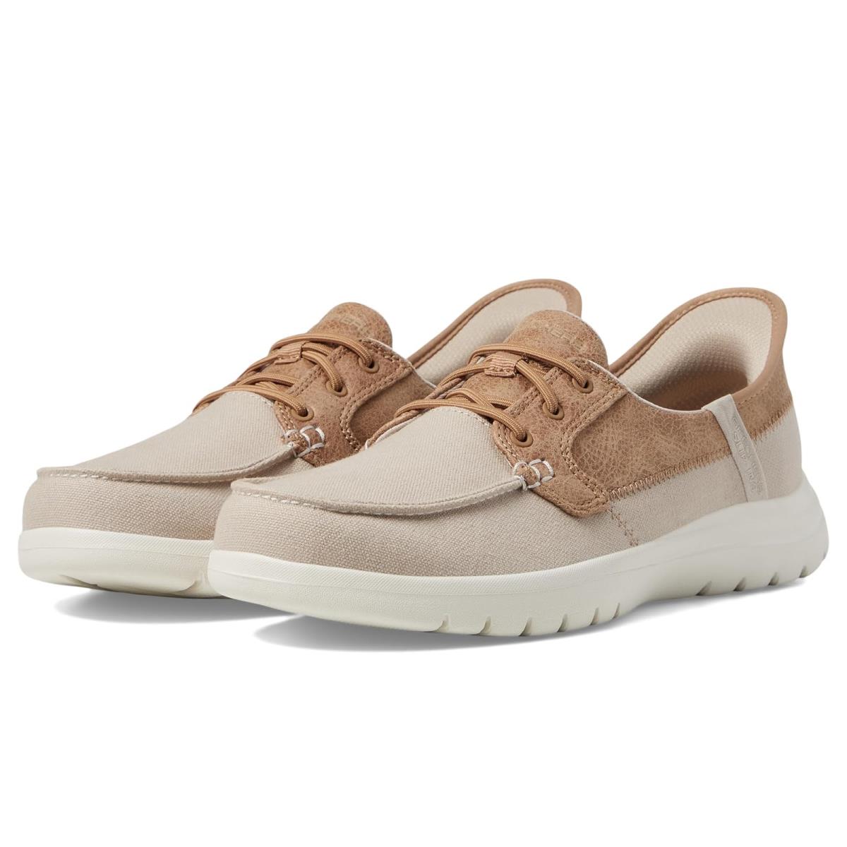 Woman`s Shoes Skechers Performance On-the-go Flex - Palmilla Hands Free Slip-ins Taupe