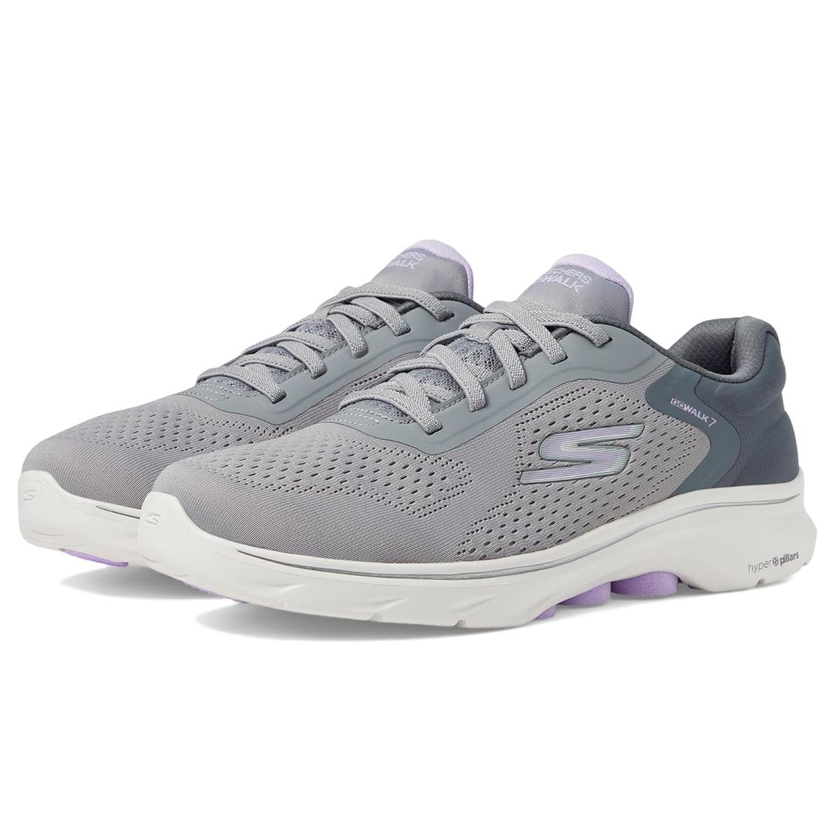 Woman`s Shoes Skechers Performance Go Walk 7 - Cosmic Waves - Gray/Lavender