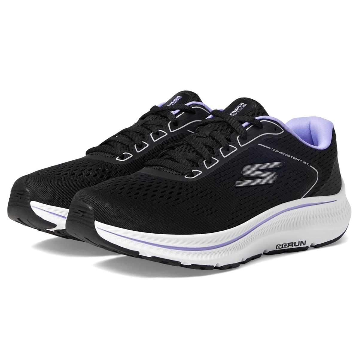 Woman`s Sneakers Athletic Shoes Skechers Go Run Consistent 2.0 Mile - Black/Lavender