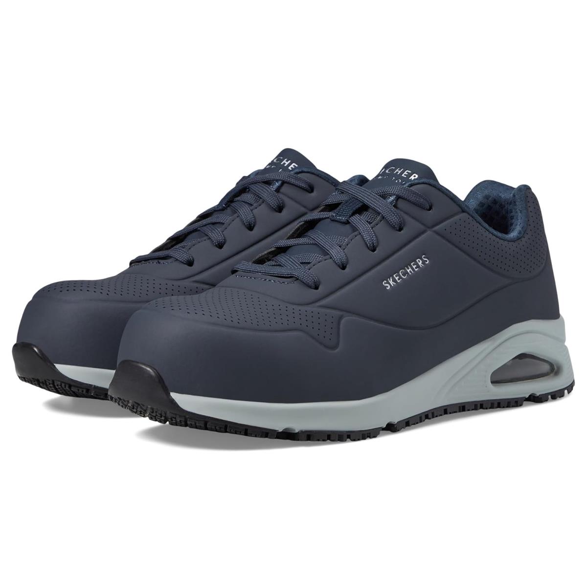 Man`s Sneakers Athletic Shoes Skechers Work Uno SR - Doltin Comp Toe - Navy/Gray