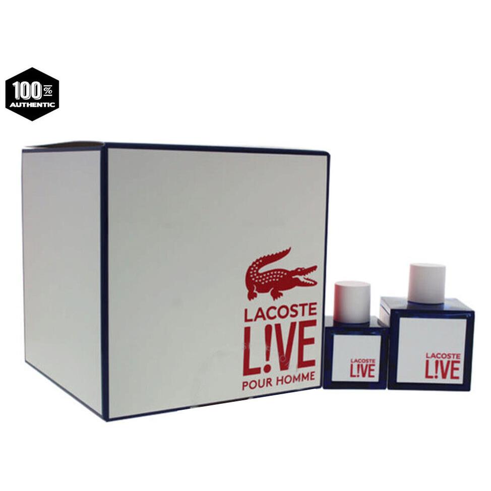 Lacoste Live by Lacoste 2 pc Gift Set For Men -3.4 oz Edt Spray+1.3 oz Edt Spray