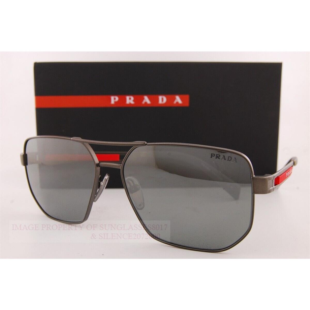 Prada Sport Sunglasses PS 51ZS 19K 50A Gunmetal/grey Witn Silvermirror