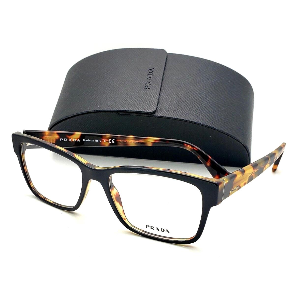 Prada Eyeglasses Vpr 15V NAI-1O1 55-17 Rectangular Black Tortoise Frames