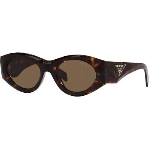 Prada PR 20ZS 2AU06B Tortoise Plastic Oval Sunglasses Brown Lens