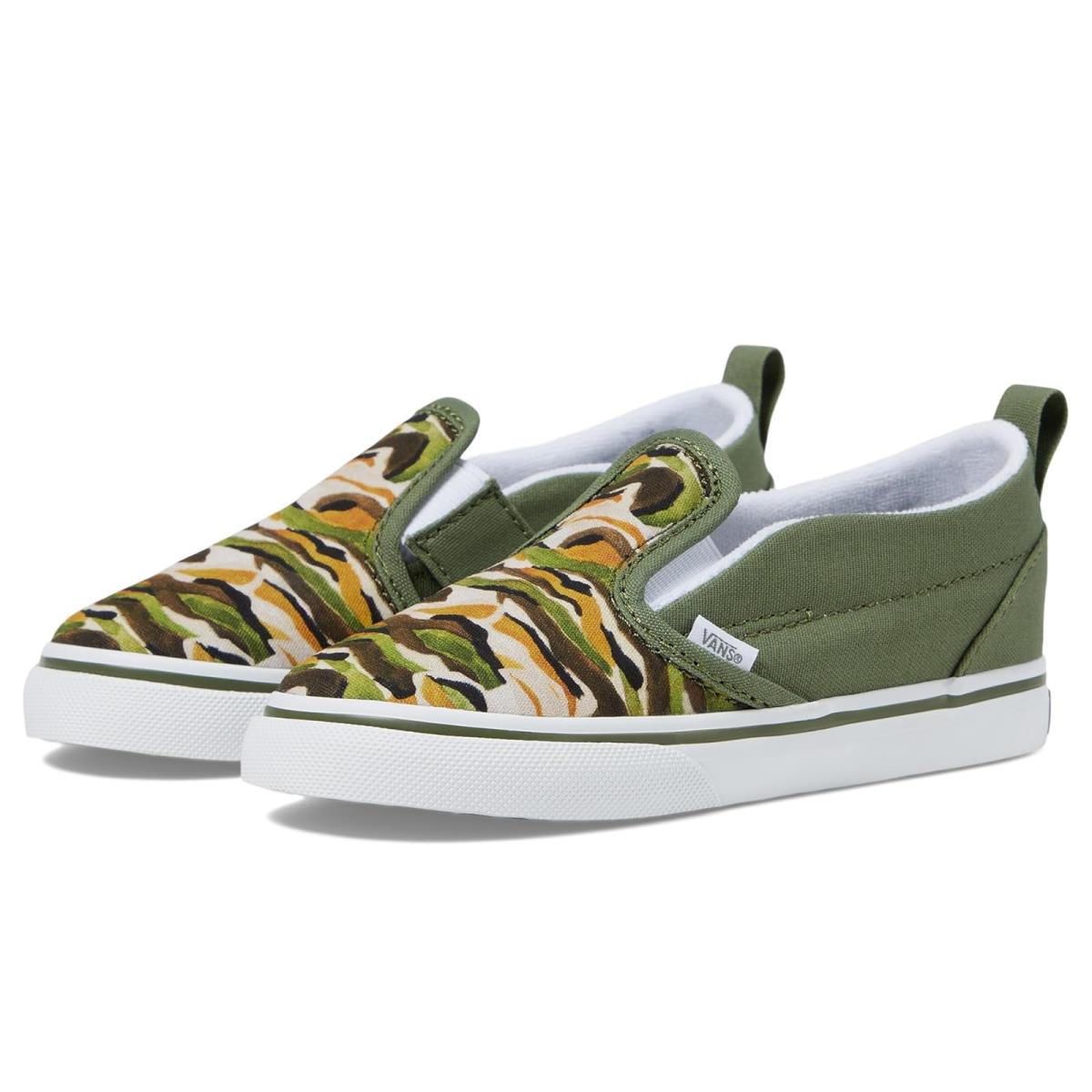 Children Unisex Shoes Vans Kids T Slip-on V Toddler/little Kid Painted Camo Green/Multi