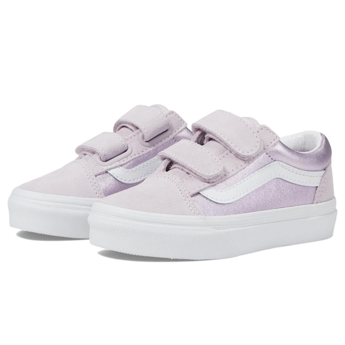 Children Unisex Sneakers Athletic Shoes Vans Kids Old Skool V Little Kid Metallic Lavender