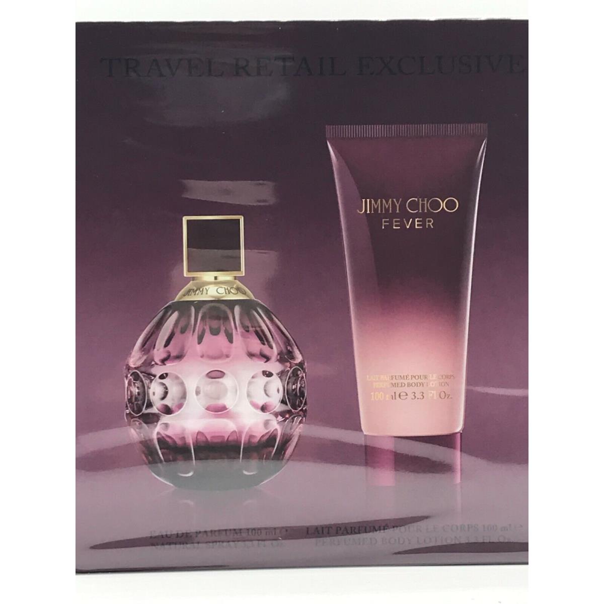 Jimmy Choo Fever 2pc Set Parfum Spray 3.3 oz Body Lotion 3.3 oz