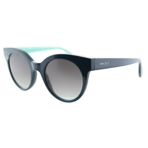 Jimmy Choo JC Mirta Q4S Petroleum Cateye Sunglasses Grey Gradient Lens