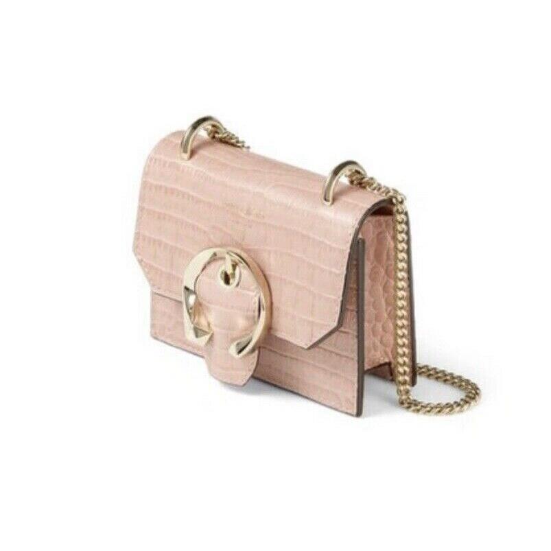 Jimmy Choo Mini Paris Blush Croc Embossed Leather Super Mini Bag Pink