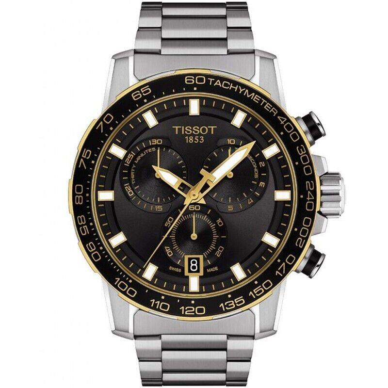 Tissot Supersport Chrono 45.5MM Black Dial SS Men`s Watch T1256172105100 - Dial: Black, Band: Silver