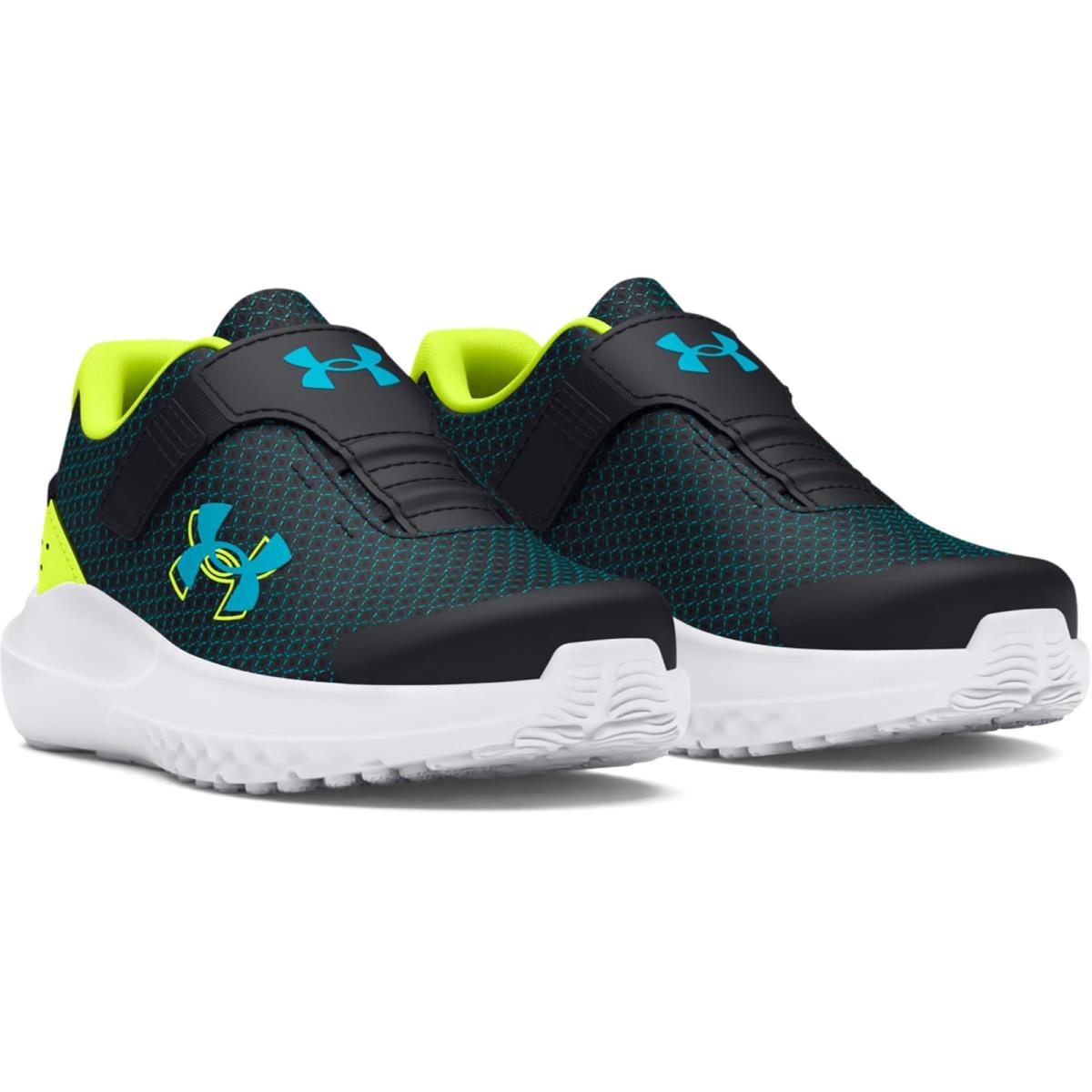 Boy`s Shoes Under Armour Kids Infant Surge 4 Alternate Closure Toddler Black/High-Vis Yellow/Circuit Teal