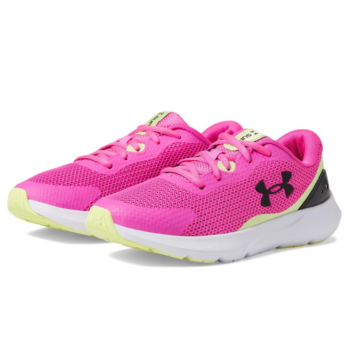 Girl`s Sneakers Athletic Shoes Under Armour Kids Surge 3 Big Kid Rebel Pink/Fade/Black