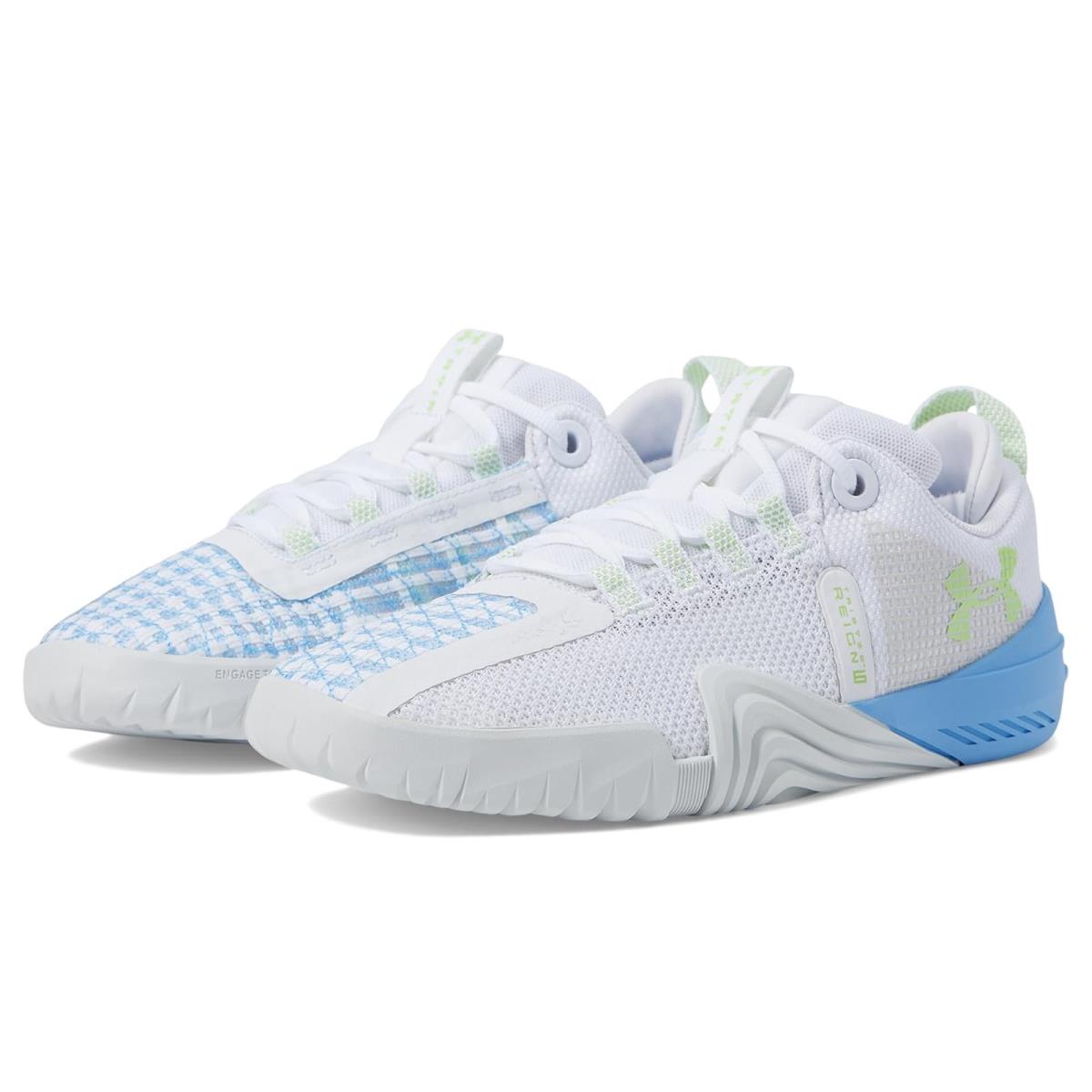 Woman`s Sneakers Athletic Shoes Under Armour Tribase Reign 6 White/Horizon Blue/Morph Green