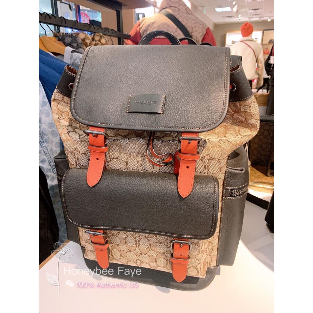 Coach Men`s Sprint Backpack In Signature Jacquard CE523/CO933/CR322/CT014 Black Antique Nickel/Khaki/Black Multi