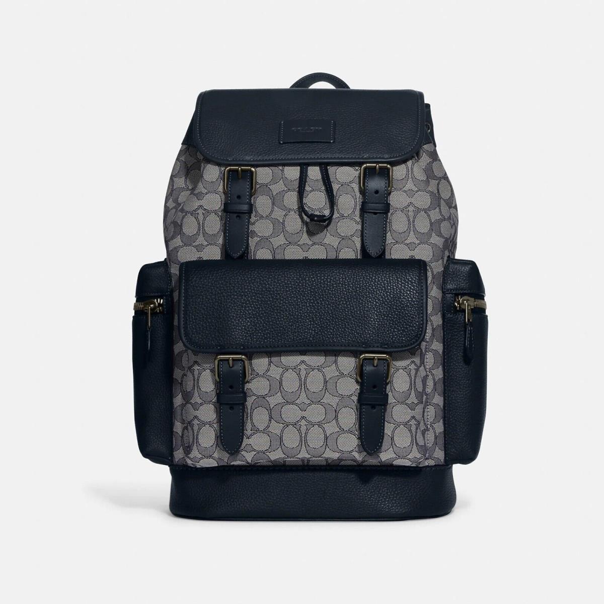 Coach Men`s Sprint Backpack In Signature Jacquard CE523 Black Antique Nickel/Navy/Midnight