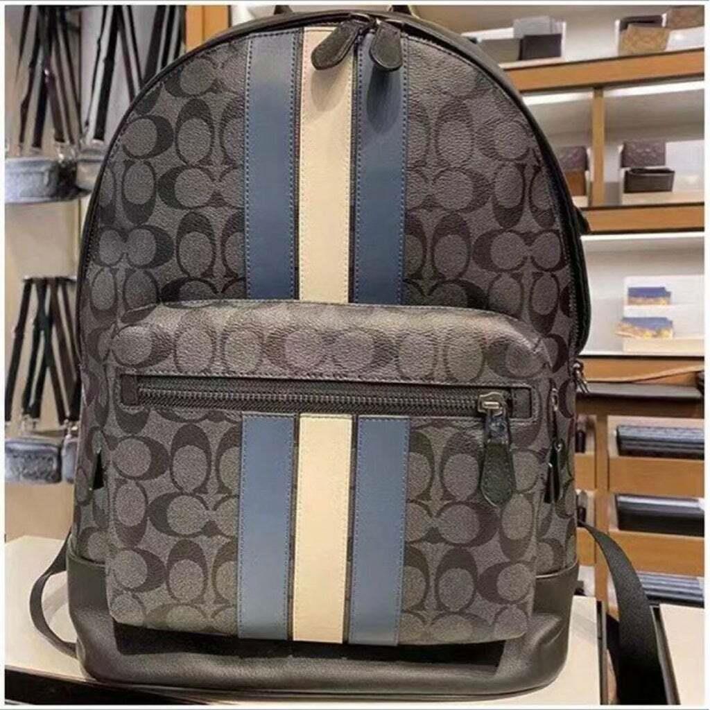 Coach West Backpack In Signature Canvas Value Gunmetal/Charcoal/Denim/Chalk 3001