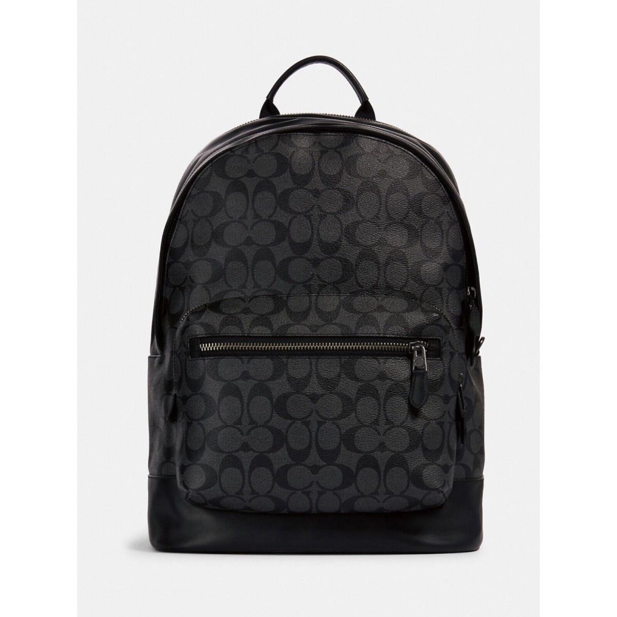 Coach West Slim Backpack In Canvas Gunmetal/charcoal