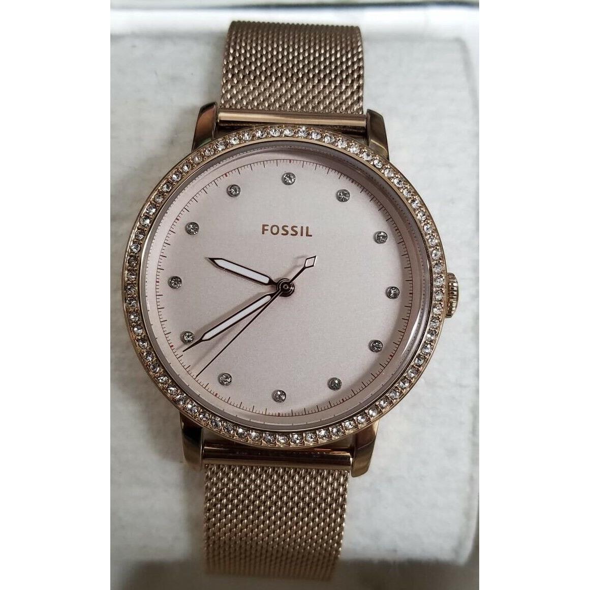 Fossil Ale Neely Three-hand Pastel Pink Stainless Steel 34mm Womens Watch ES4364