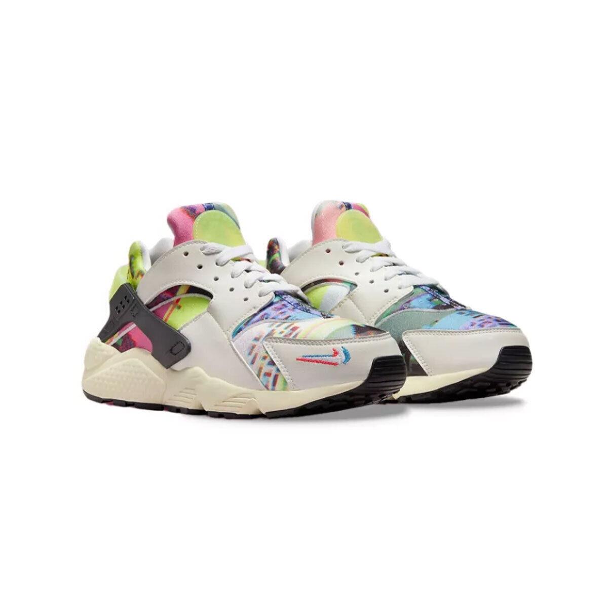 Nike Women`s Air Huarache Pixel Game DX3264-902 White/black/volt/color SZ 4-15 - White/Black/Volt/Color