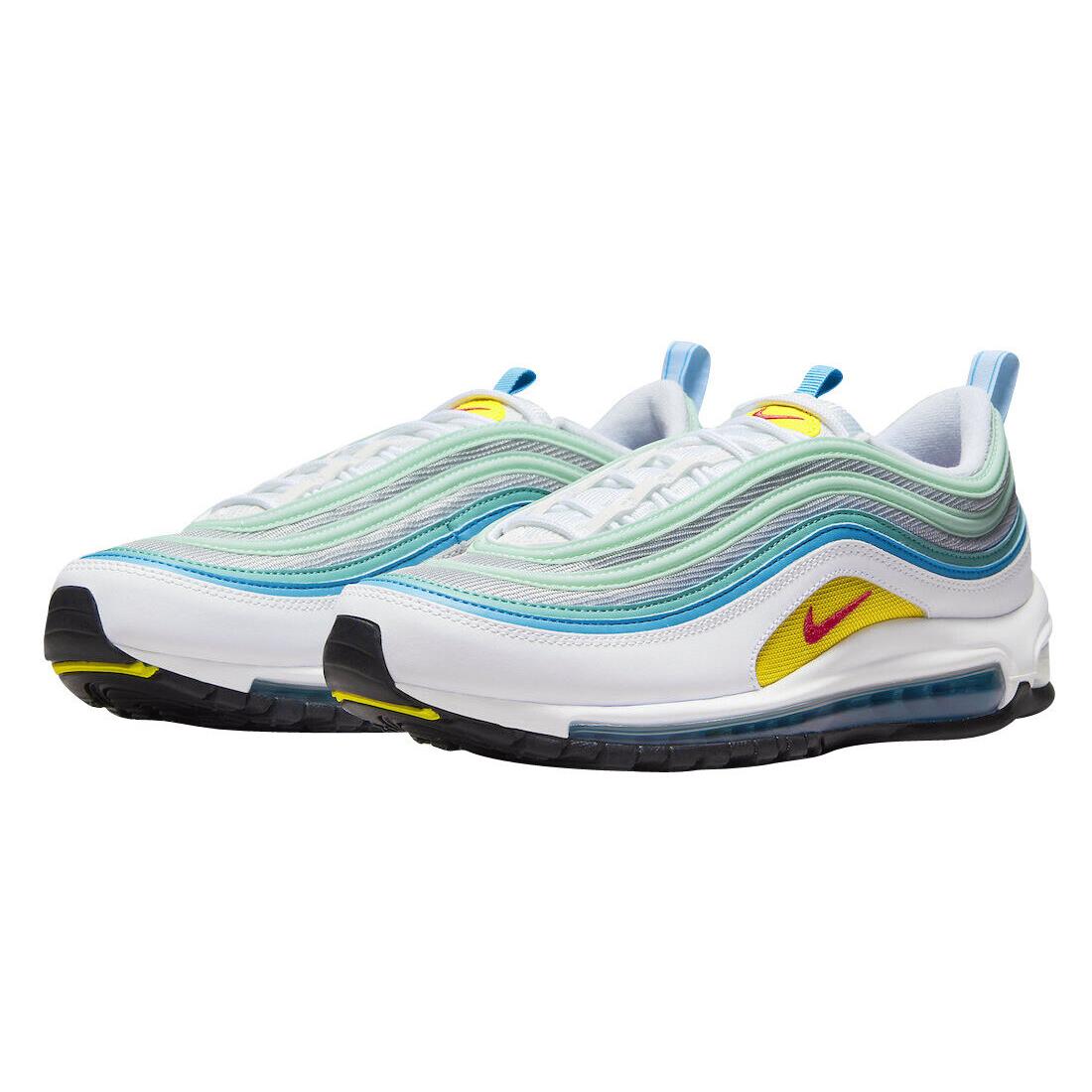 Men`s Nike Air Max 97 `spring Floral` DQ7644 100 - White/Laser Blue/Washed Teal/Siren Red
