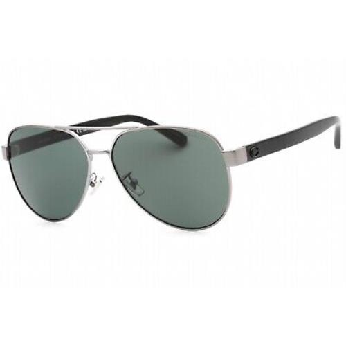 Coach 0HC7143 900471 Sunglasses Satin Gunmetal Frame Dark Green Lenses 61 Mm