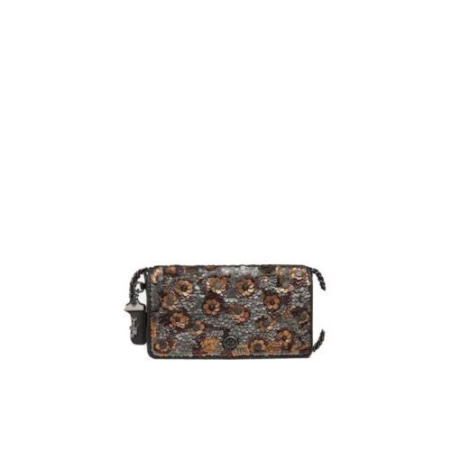 Dinky with Leather Sequin Black Copper Coach Bag