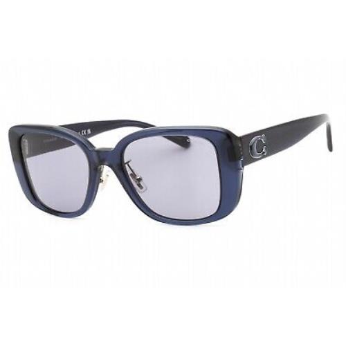 Coach 0HC8352 571480 Sunglasses Transparent Blue Frame Blue Grey Lenses 54mm