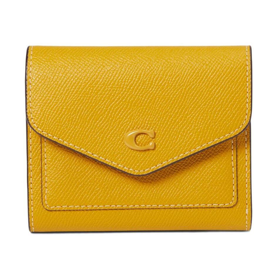 Coach Wyn Crossgrain Leather Trifold Small Wallet Yellow Gold - Hardware: Yellow, Exterior: Yellow Gold, Lining: Yellow