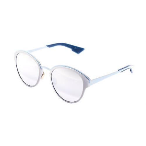 Dior Sun/s Rcv 96 Matte Silver Blue Round Sunglasses Silver Mirror Lens