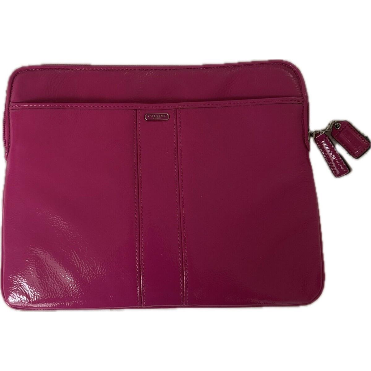 Coach 62820 B Patent Leather East/west Universal Sleeve Silver Magenta