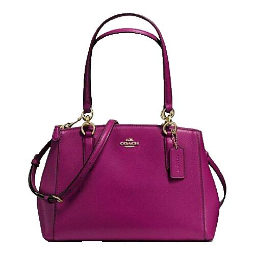 Coach F36637 Christie Carryal Fuchsia Grain Leather Crossbody Satchel Bag