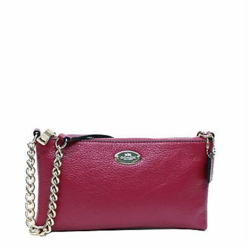 Coach F52709 Pebble Leather Quinn Crossbody- Cranberry