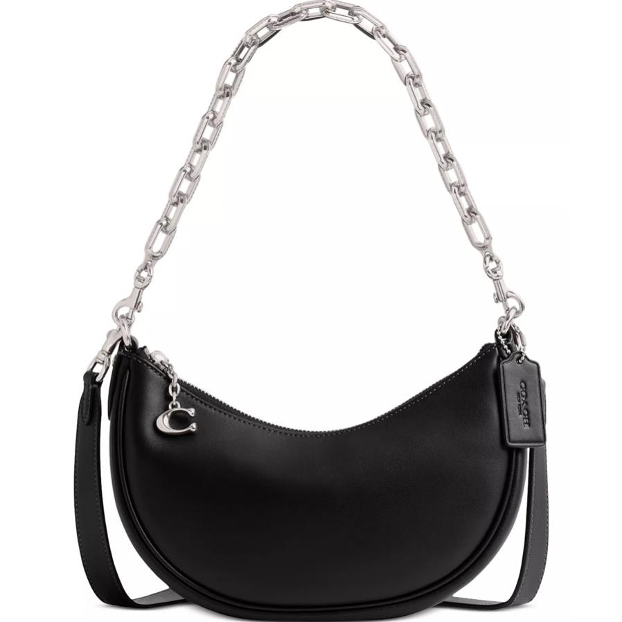 Coach Mira Glovetanned Leather Small Shoulder Bag with Chain Black