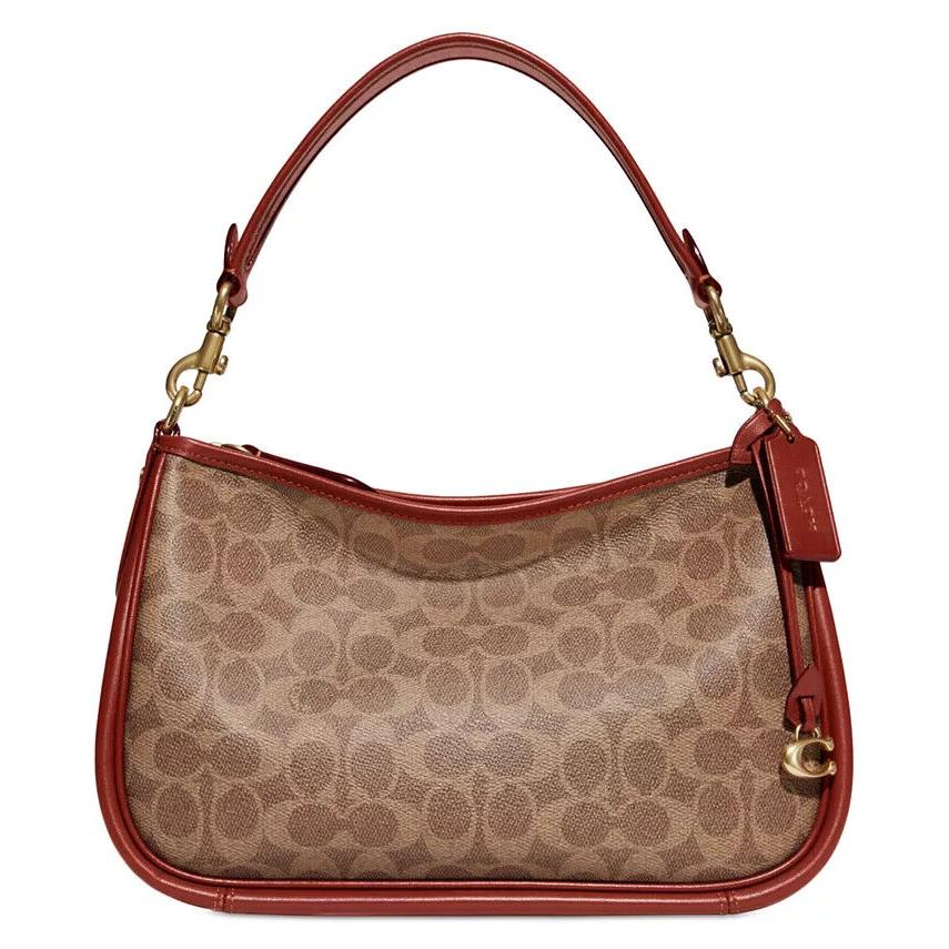 Coach Signature Coated Canvas Convertible Cary Crossbody Tan Rust