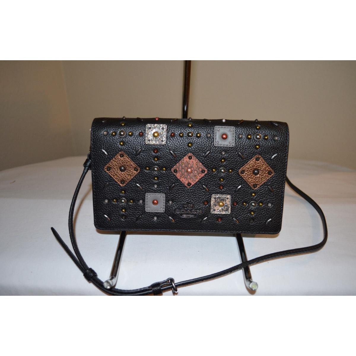 Coach Foldover Crossbody Clutch with Prairie Rivets 25681