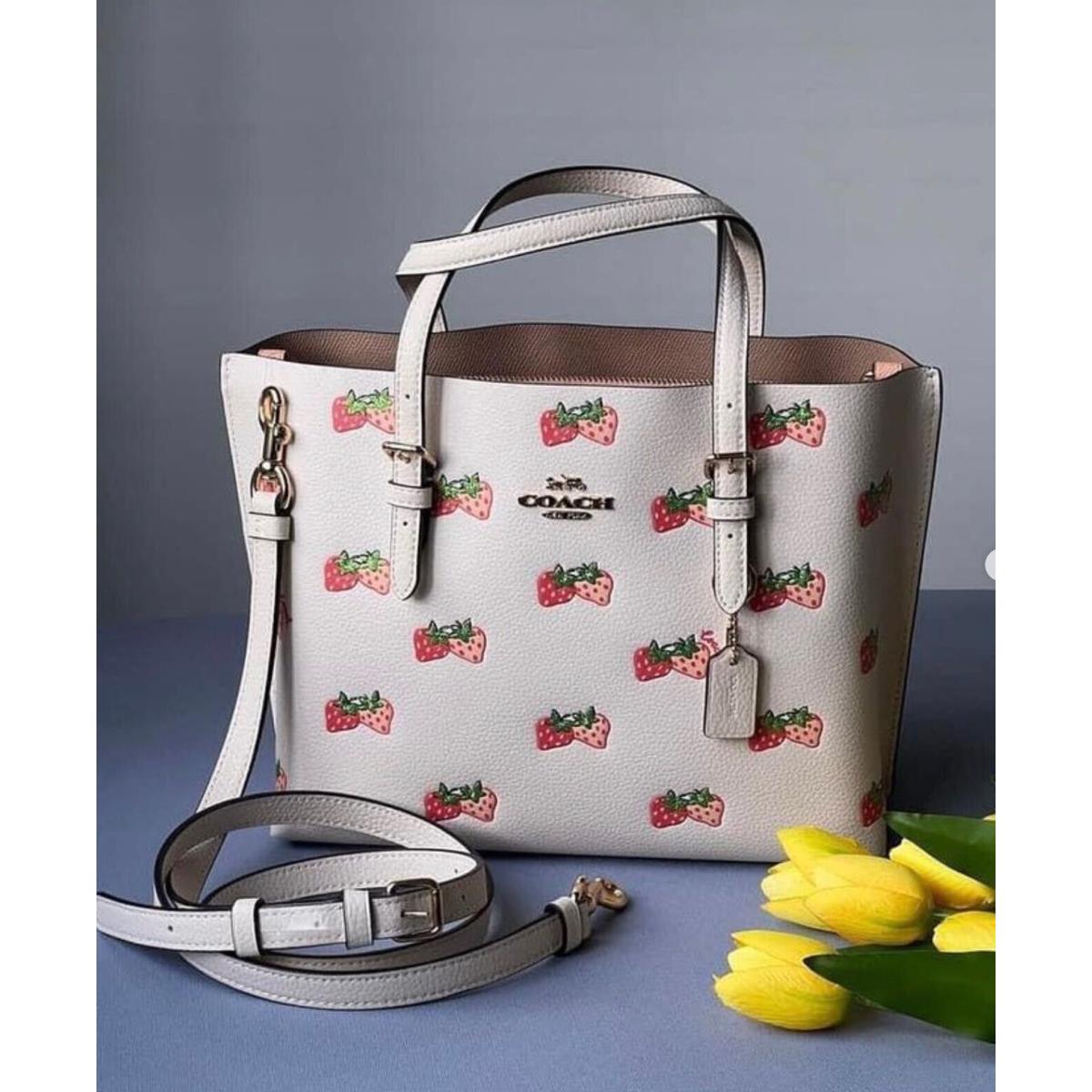 Coach CB600 Mollie Tote selling 25 With Strawberry Print In Gold/Chalk Multi