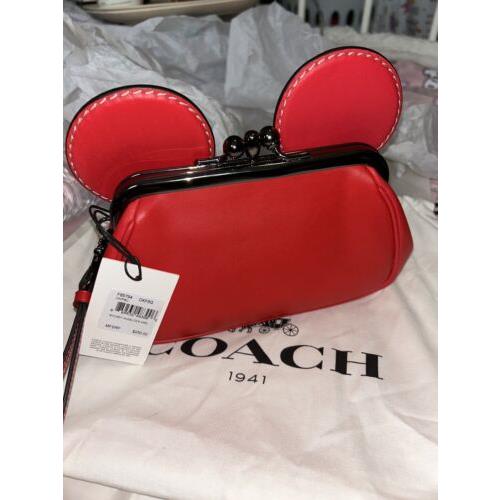 Coach 1941 x Disney Mickey Mouse Ears Red Kisslock Wristlet / Clutch 65794