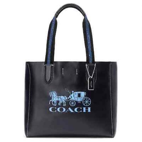 Coach Derby Tote with Horse and Carriage IN Color: Silver/midnight Navy Multi