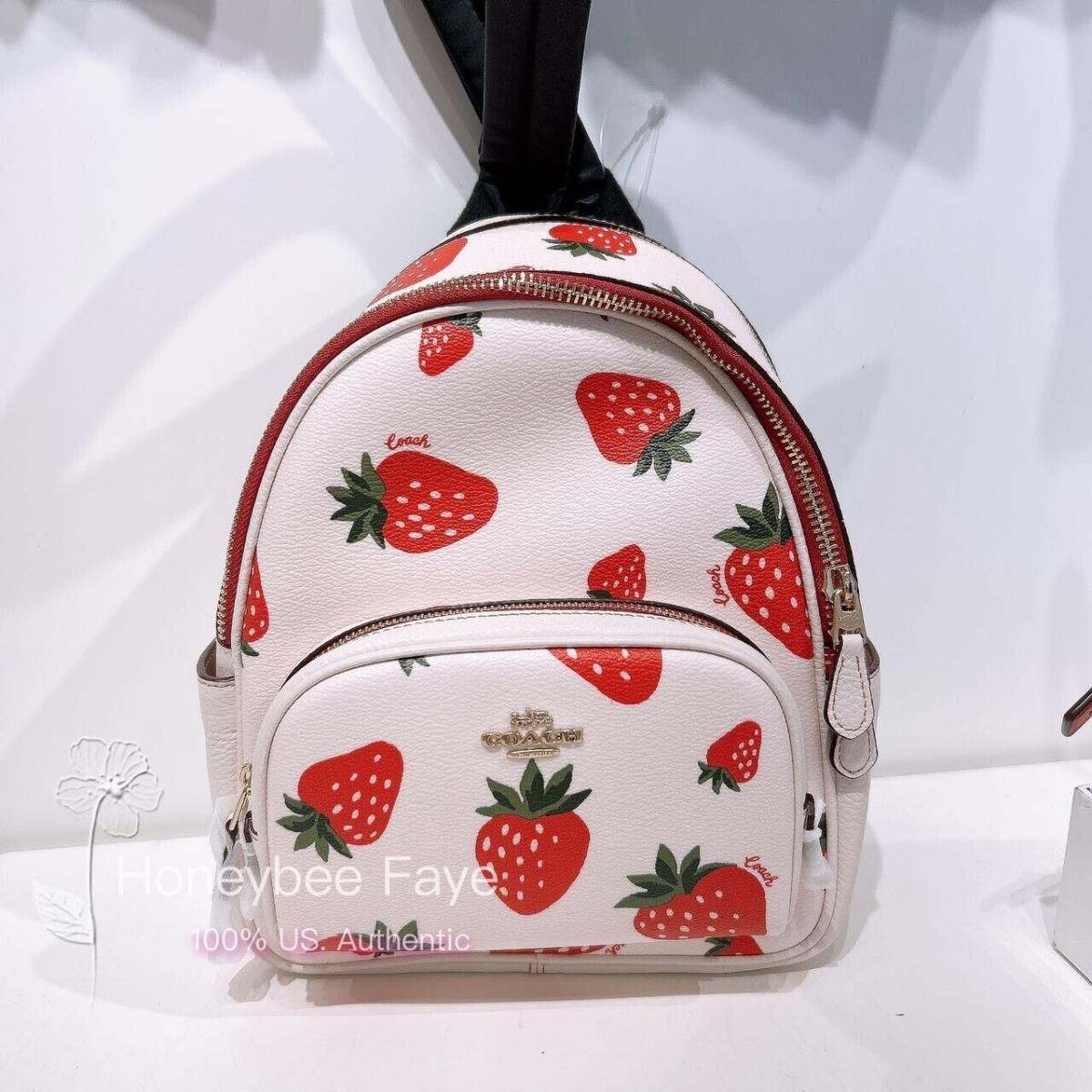 Coach Mini Court Backpack with Wild Strawberry Print CH328