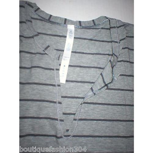 Womens Lululemon Yogi Cut Off Tee Top Shirt 10 12 Stripes Gray Yoga Soft
