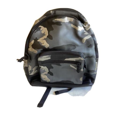 Coach West Camo Leather Backpack Black Silver Gray Multi In Hand