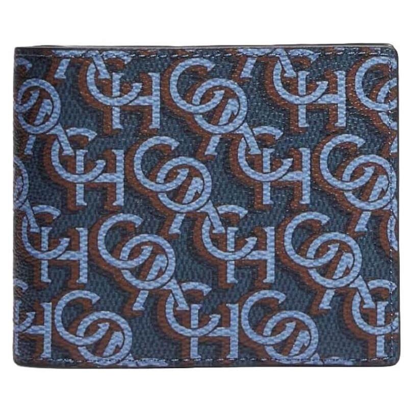 Coach Mens 3 in 1 Wallet Coated Canvas Monogram Print Midnight